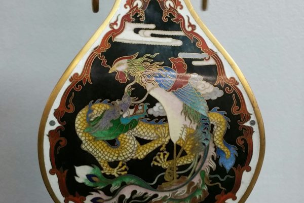 White and Gold Cloisonne Urn