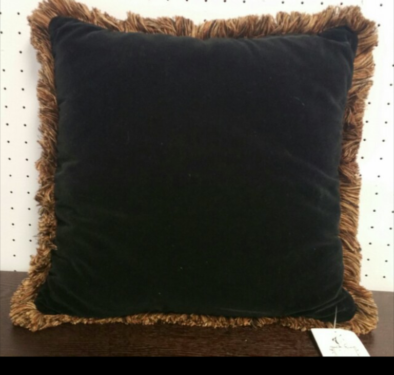 “14 Black Velvet Pillow with Fringe – Blum's Fine Furniture