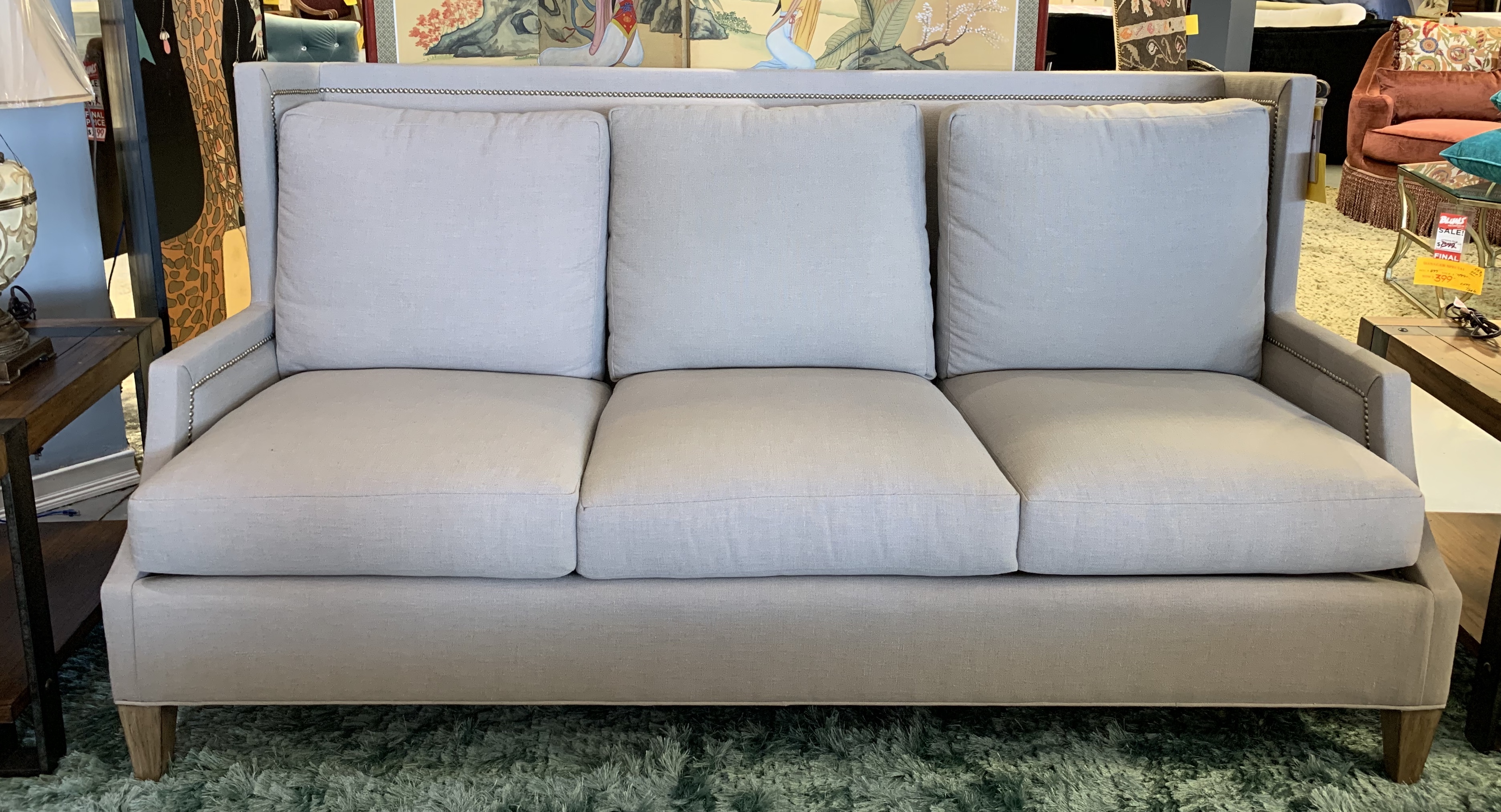 Grey Linen Down Filled Sofa Blum's Fine Furniture