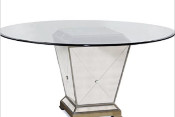 Mirrored Dining Pedestal Base W/ 54” Round Glass